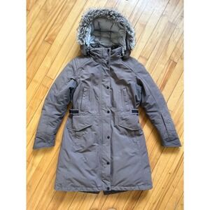 The North Face Womens Insulated Parka Hooded Faux Fur Trim Gray Size L
